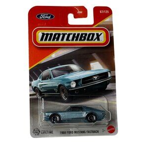 Matchbox 1968 Ford Mustang Fastback Diecast Car Teal Retro Muscle 67/125